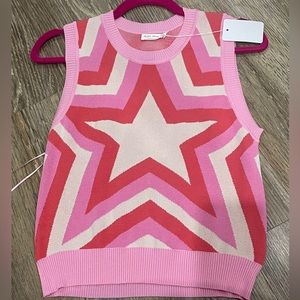 Pink Star Knit Sleeveless Sweater